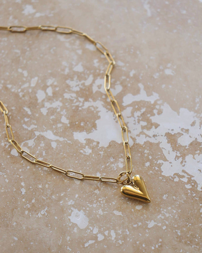 Self Love Charm Necklace: Gold Stainless Steel / Big Love20mm