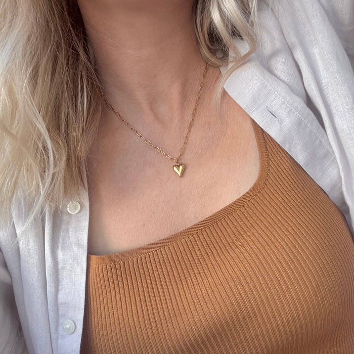 Self Love Charm Necklace: Gold Stainless Steel / Big Love20mm