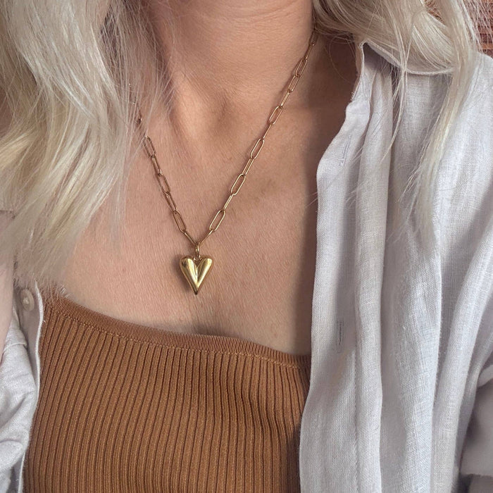 Self Love Charm Necklace: Gold Stainless Steel / Big Love20mm