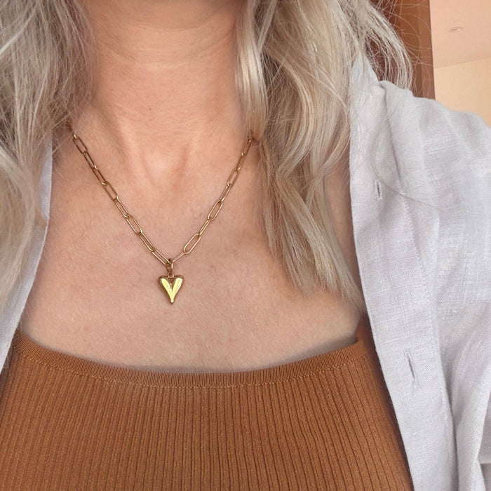 Self Love Charm Necklace: Gold Stainless Steel / Precious Love 15mm