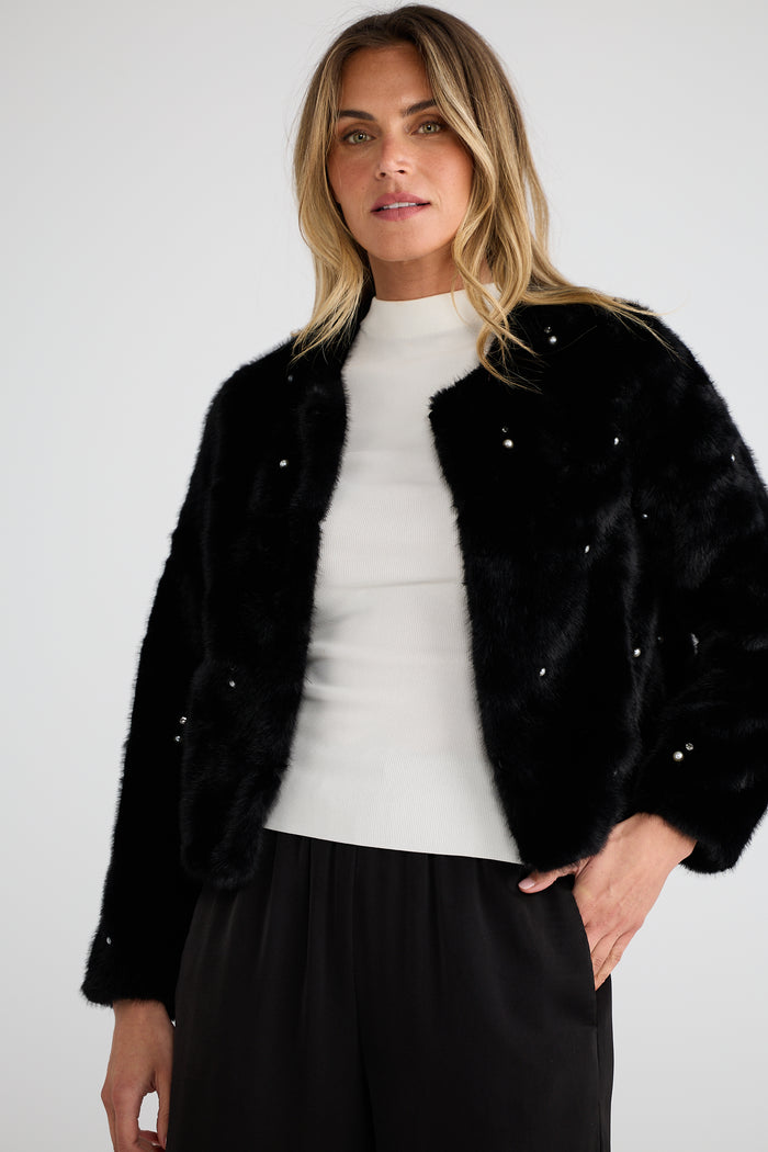 Selina Fur Jacket | Black
