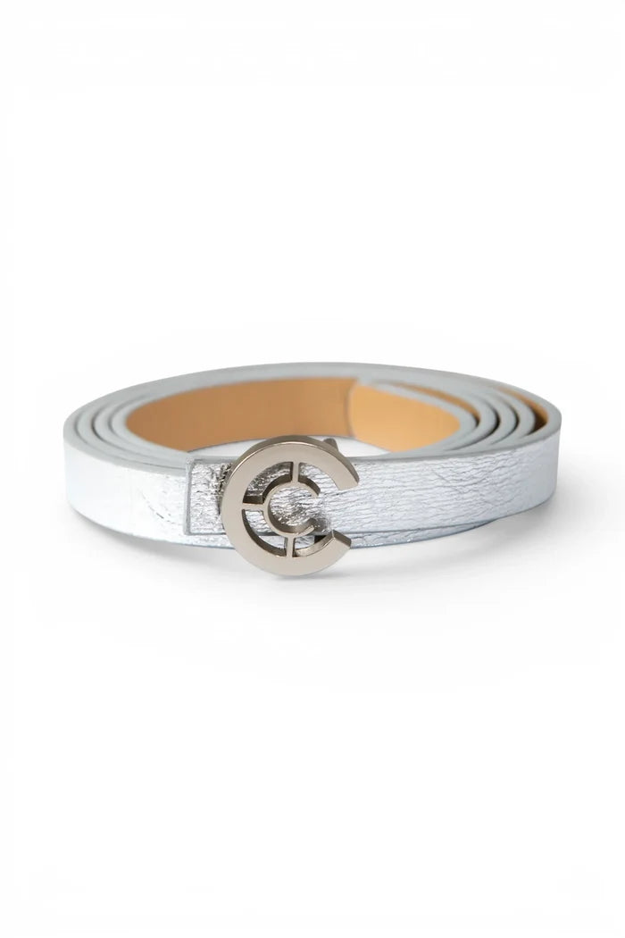 Small Logo Belt | Silver Metallic