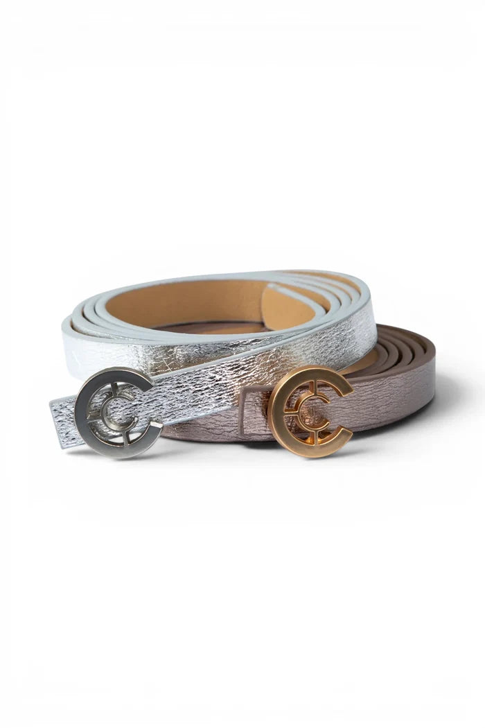 Small Logo Belt | Silver Metallic