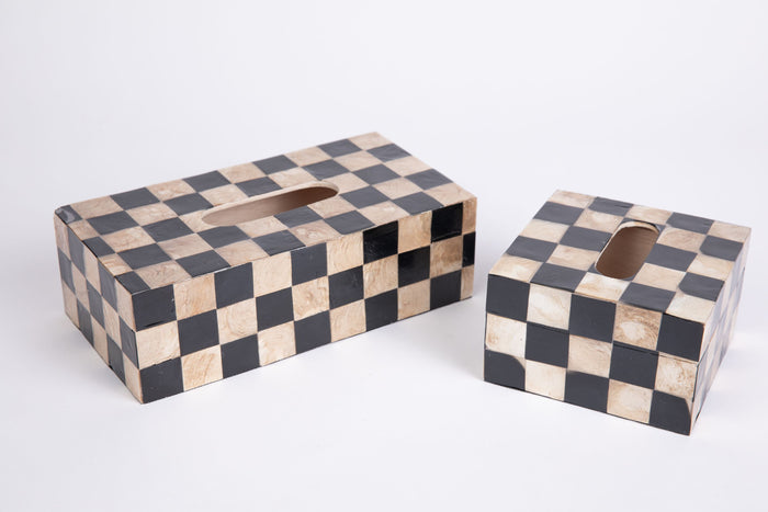 Small Tissue Box Holder in Black & White Check