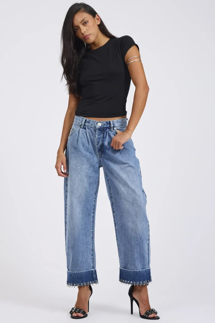 Smiths Low Waist Wide Leg Tailored Denim Jeans | Pretty Blue