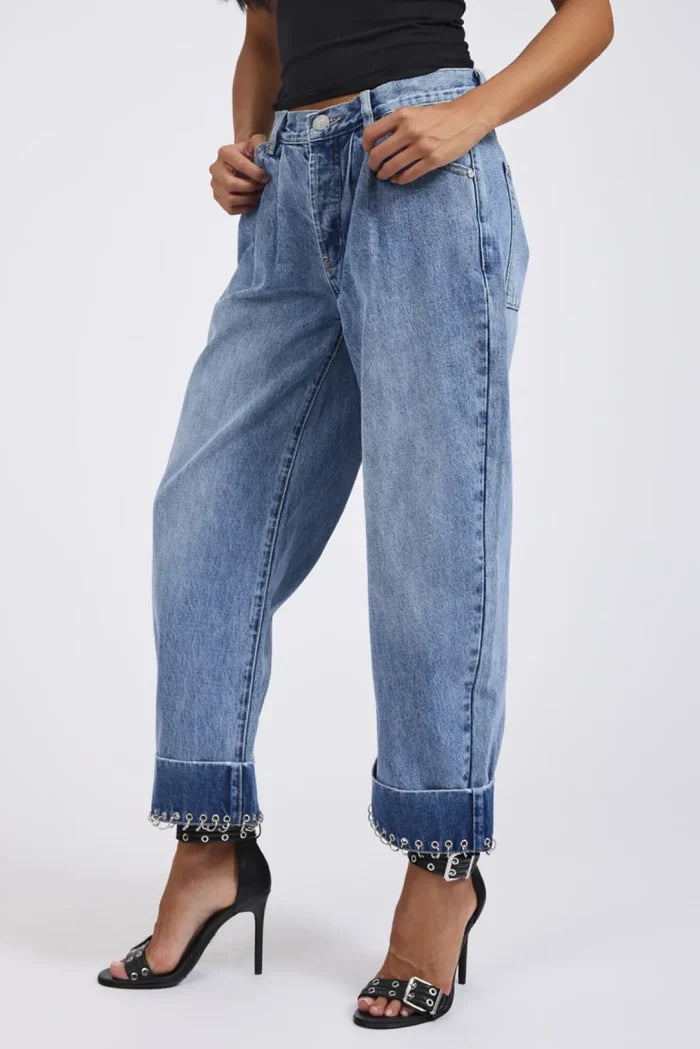 Smiths Low Waist Wide Leg Tailored Denim Jeans | Pretty Blue