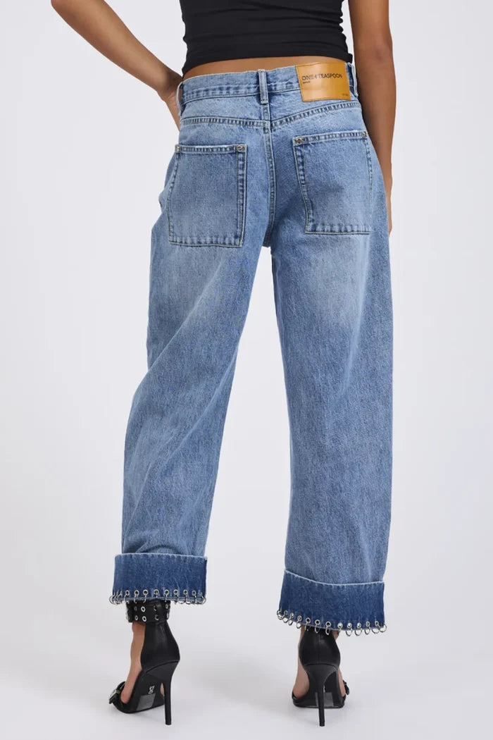 Smiths Low Waist Wide Leg Tailored Denim Jeans | Pretty Blue