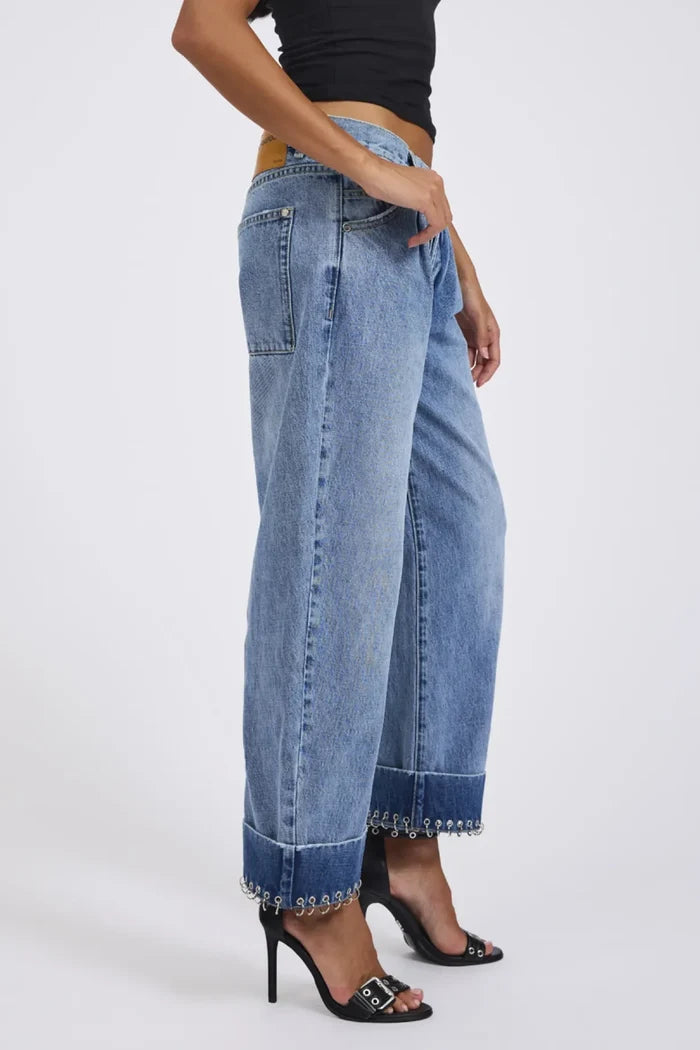 Smiths Low Waist Wide Leg Tailored Denim Jeans | Pretty Blue