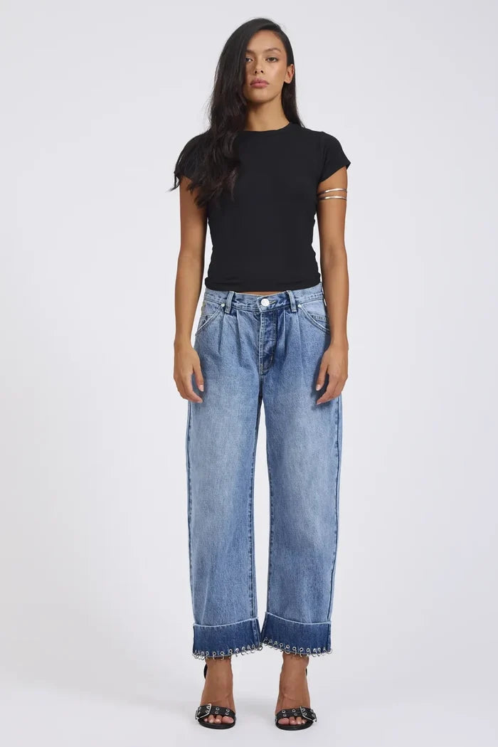 Smiths Low Waist Wide Leg Tailored Denim Jeans | Pretty Blue