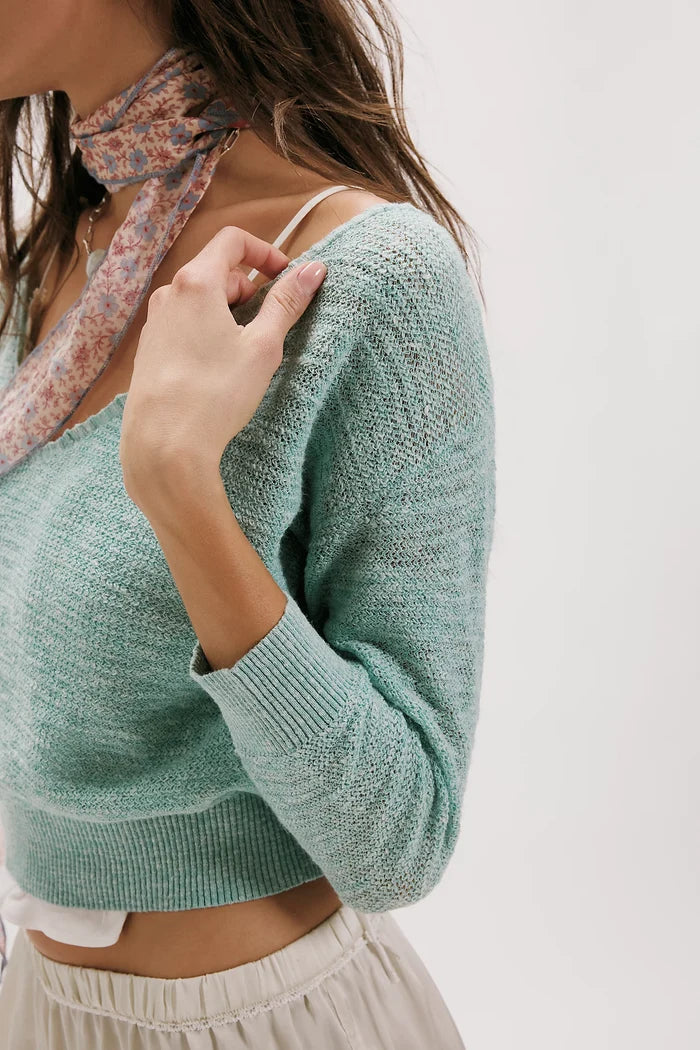 Soft Focus Fine Gauge Linen Pullover | Mermaid