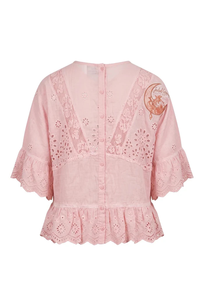 Softly Worn Eyelet Top | Rose