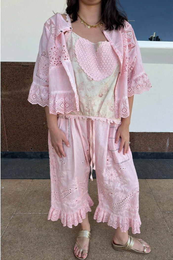 Softly Worn Eyelet Top | Rose