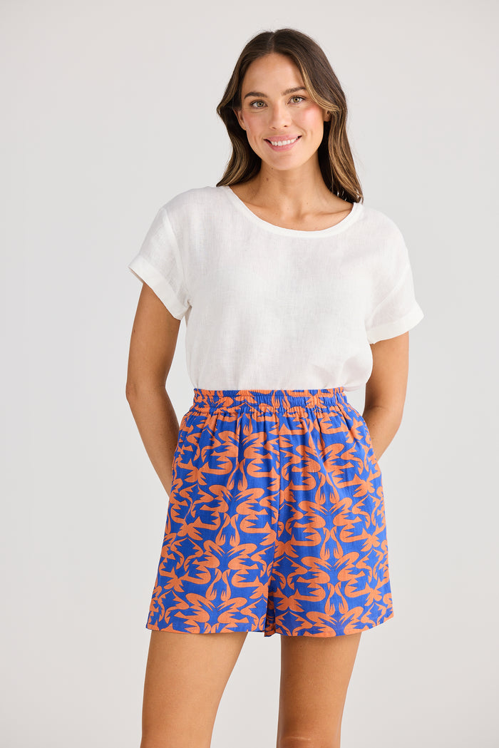 Soliel Shorts | Orange Mosaic Print