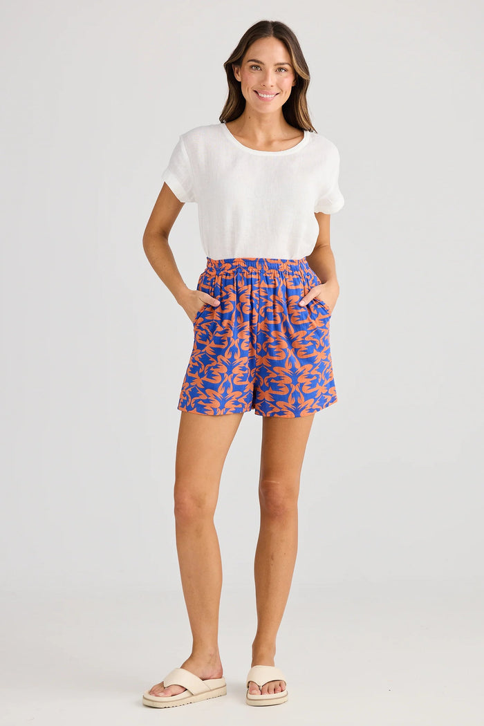 Soliel Shorts | Orange Mosaic Print