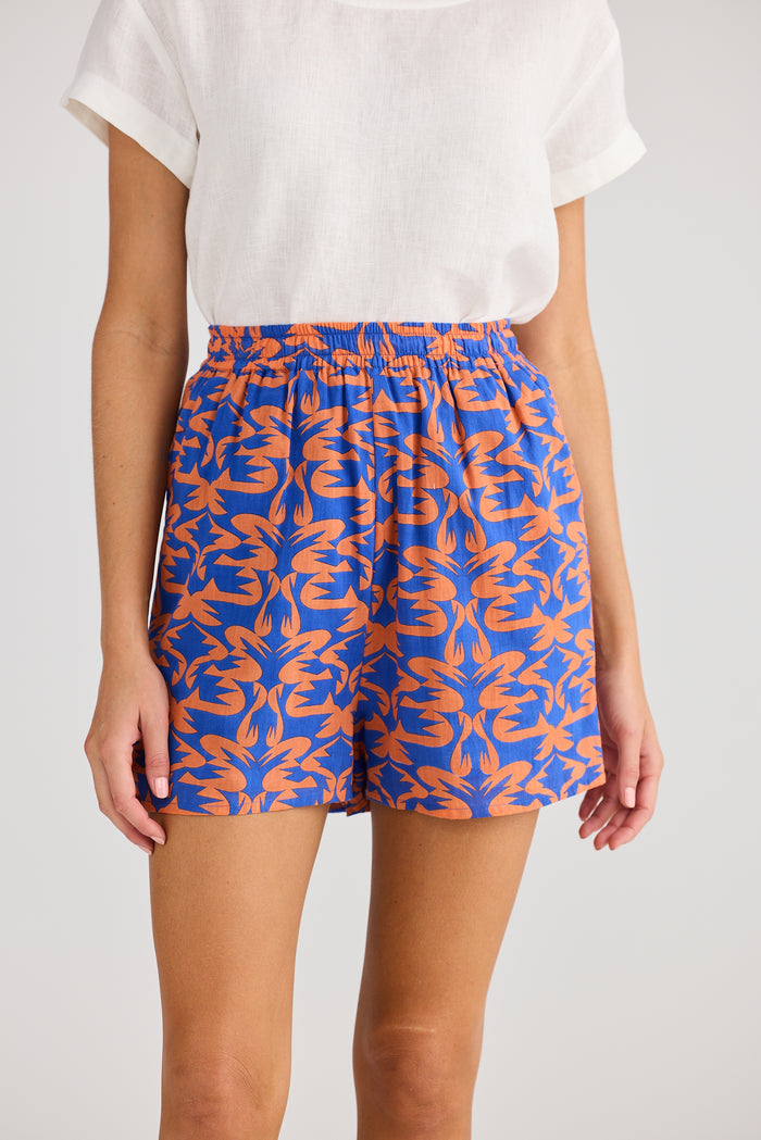 Soliel Shorts | Orange Mosaic Print