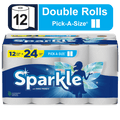 Sparkle Pick-a-Size Paper Towels, White, 12 Double Rolls