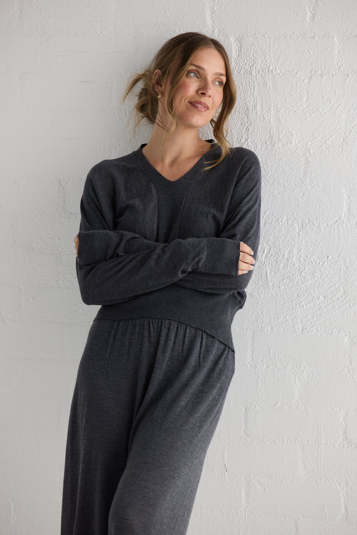 Stillness Knit Pullover | Charcoal