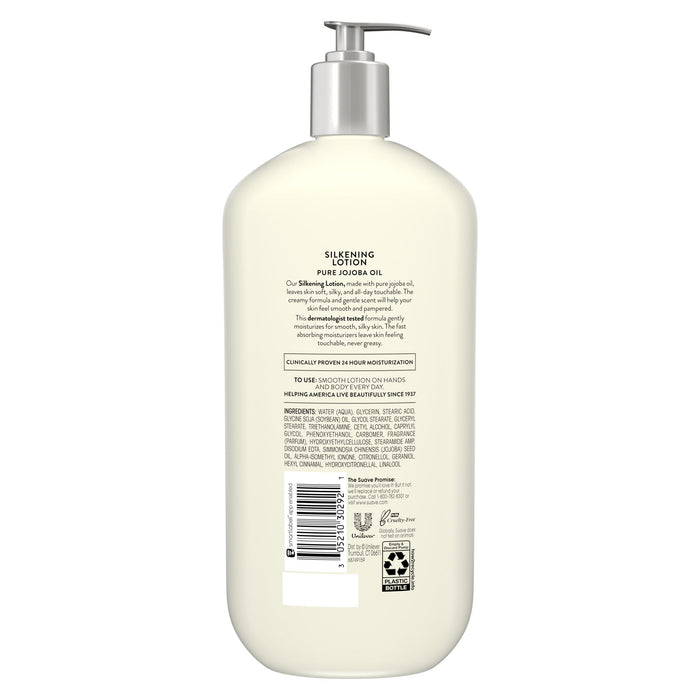 Suave Skin Solutions Silkening Body Lotion for Dry Skin with Baby Oil for All Skin Types, 32 oz