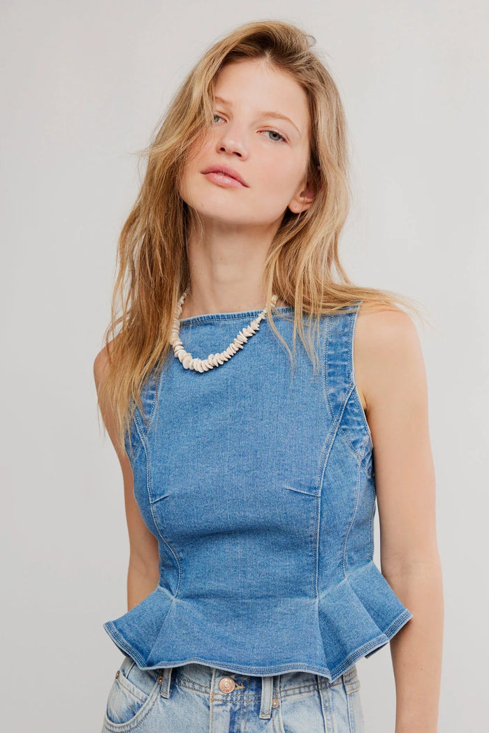 Sunfaded Denim Top