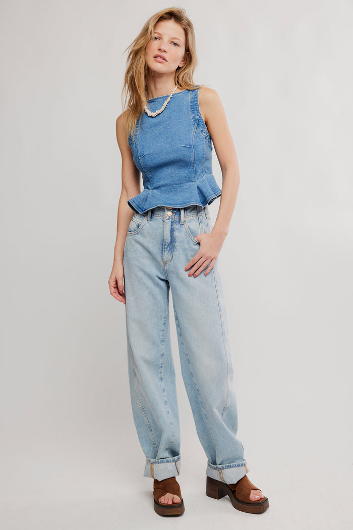 Sunfaded Denim Top