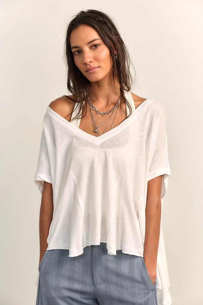 Swing Along With Me Cotton-Linen Tee | Clean Ivory