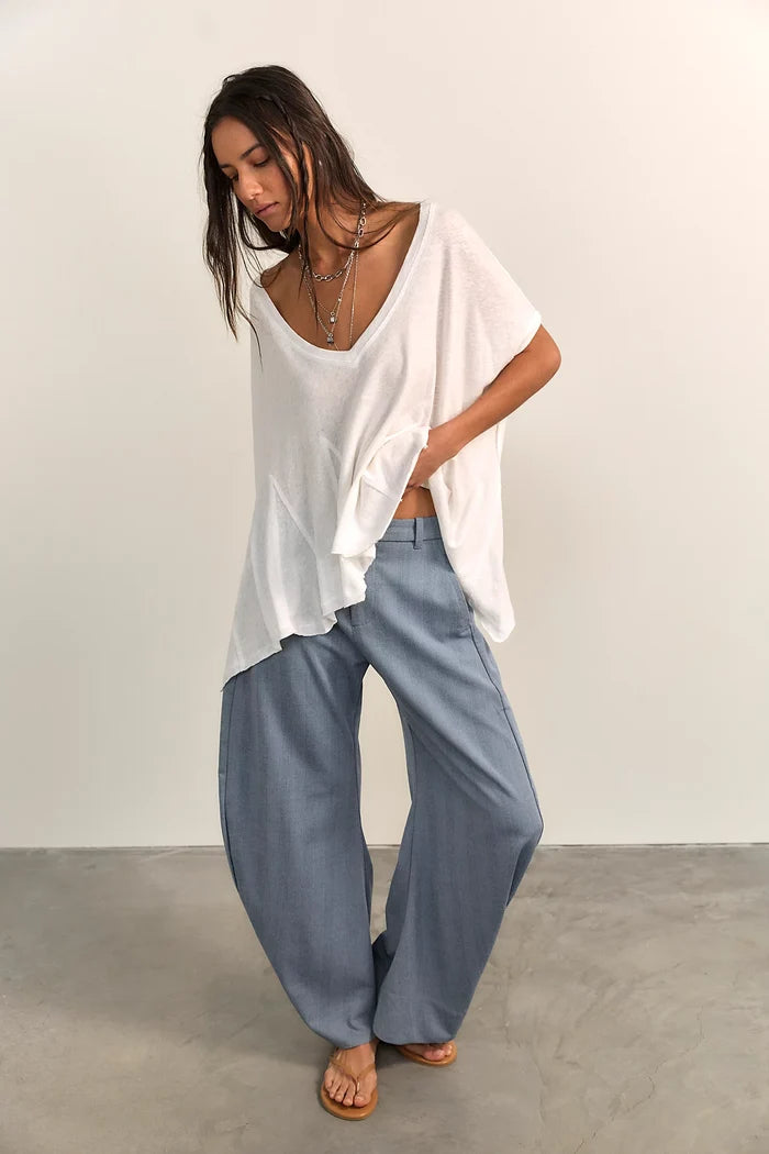 Swing Along With Me Cotton-Linen Tee | Clean Ivory