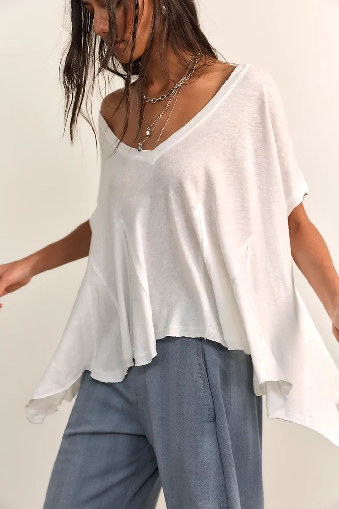 Swing Along With Me Cotton-Linen Tee | Clean Ivory
