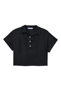 Tabitha Linen Polo Tee | True Black