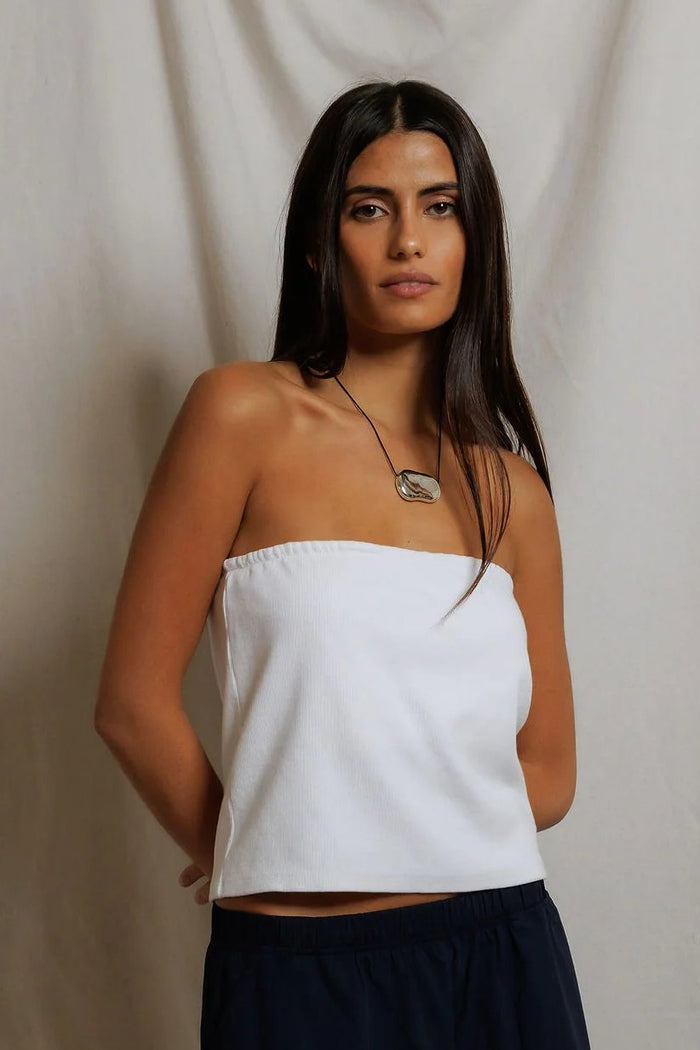 Talula Ribbed Tube Top | White