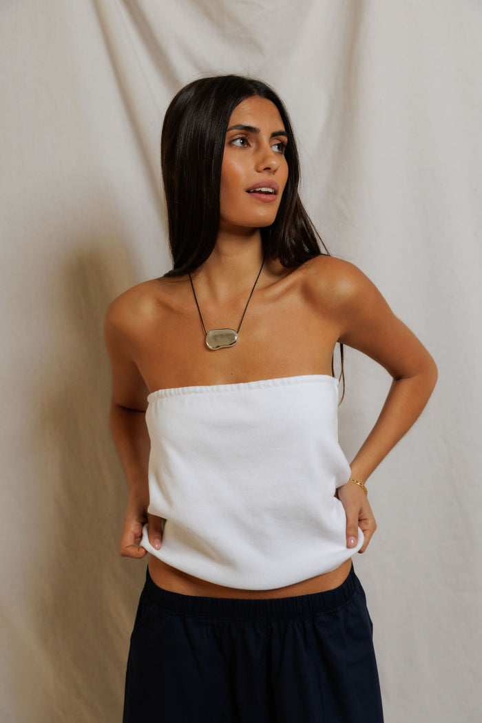 Talula Ribbed Tube Top | White