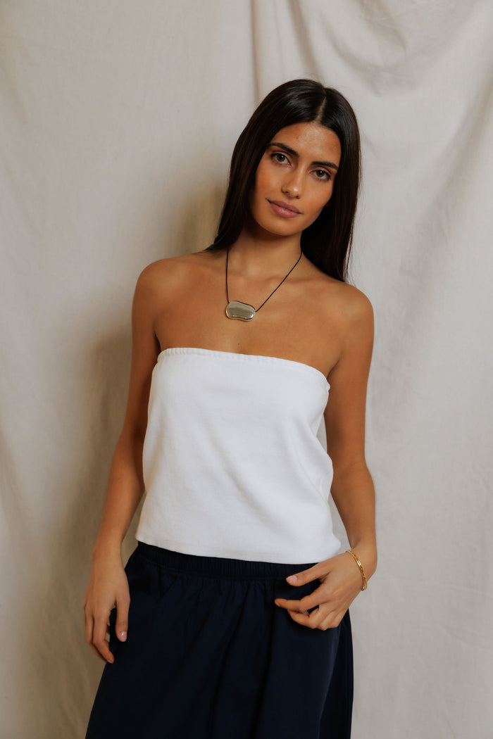 Talula Ribbed Tube Top | White