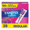 Tampax Radiant Tampons with LeakGuard Braid, Regular Absorbency, 28 Count