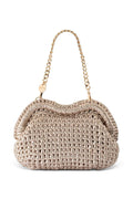 ELSHAM BOUTIQUE Taylor gold metallic crochet clutch with a short chain handle and elegant frame closure