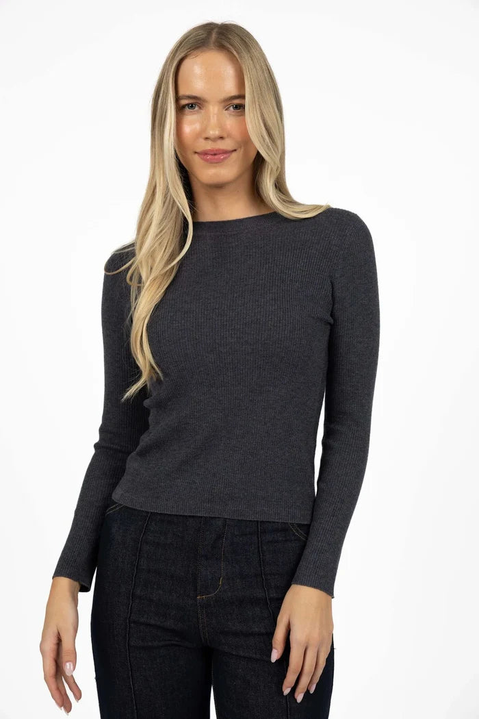 Tempo Knit Top | Charcoal