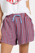 Terry Towel Drawstring Beach Shorts | Red Blue