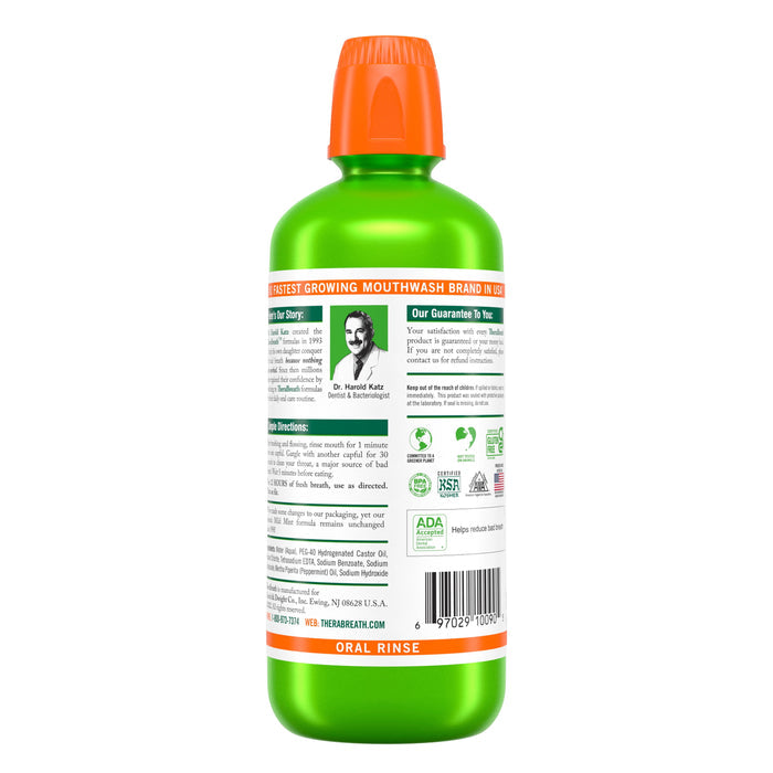 TheraBreath Fresh Breath Mouthwash, Mild Mint, Alcohol-Free, 1 Liter