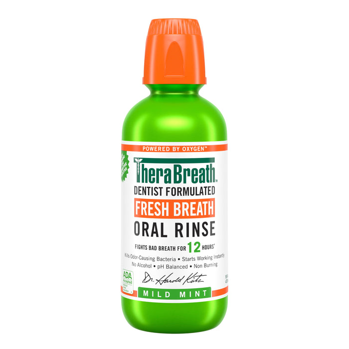 TheraBreath Fresh Breath Mouthwash, Mild Mint, Alcohol-Free, 16 fl oz