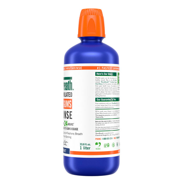 TheraBreath Healthy Gums Mouthwash, Clean Mint, Antigingivitis, 1 Liter