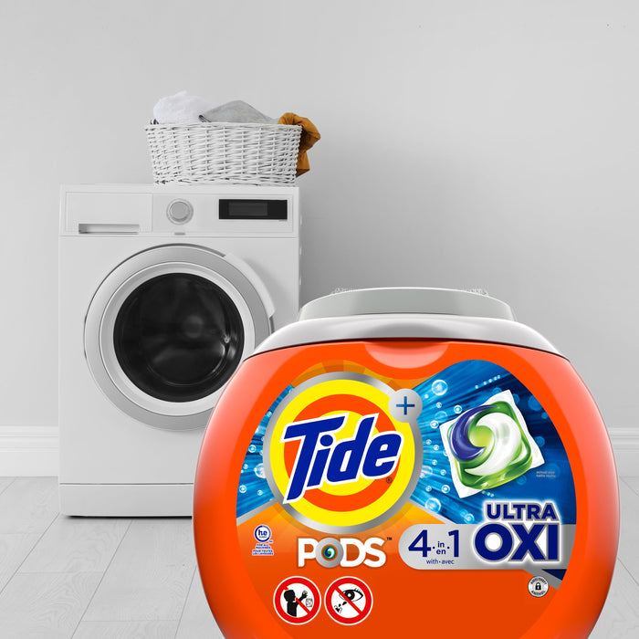 Tide PODS Liquid Laundry Detergent Pacs, 4-n-1 Ultra Oxi, HE Compatible, 43 Count