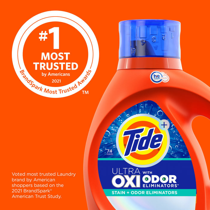 Tide Ultra Oxi with Odor Eliminators Liquid Laundry Detergent, 94 Loads, 146 fl oz