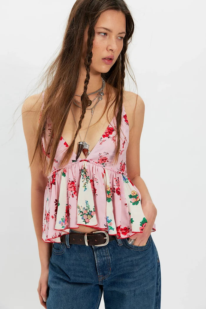 Tillie Babydoll Top | Pink Combo