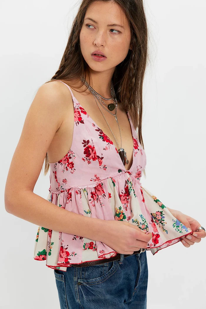 Tillie Babydoll Top | Pink Combo