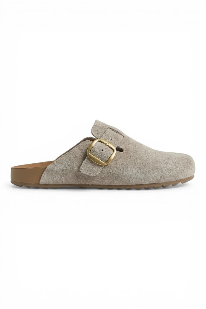 Totty Slide | Beige Rough Suede