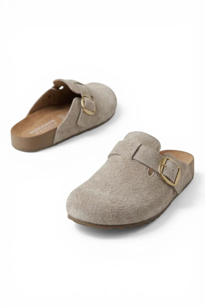 Totty Slide | Beige Rough Suede