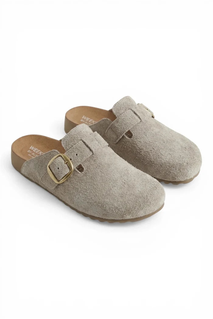Totty Slide | Beige Rough Suede