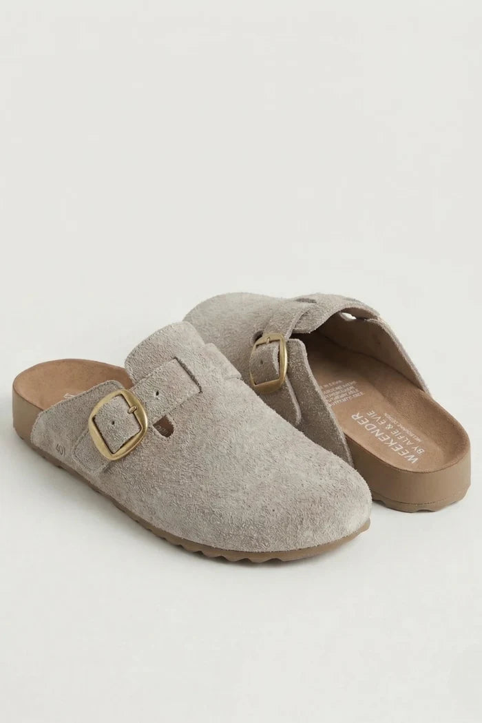 Totty Slide | Beige Rough Suede