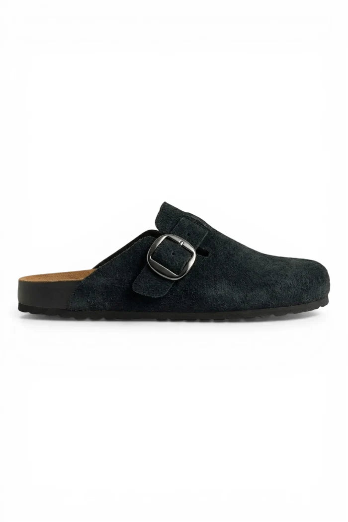 Totty Slide | Black Rough Suede
