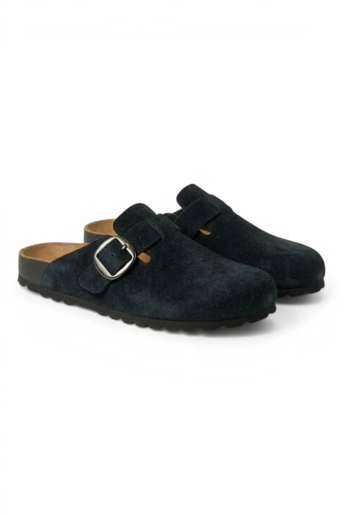 Totty Slide | Black Rough Suede
