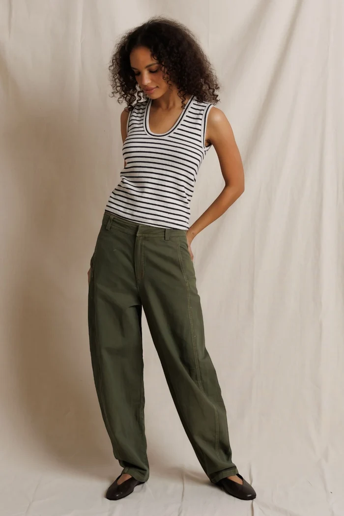 Tracy U Neck Tank | Natural/Black Stripe