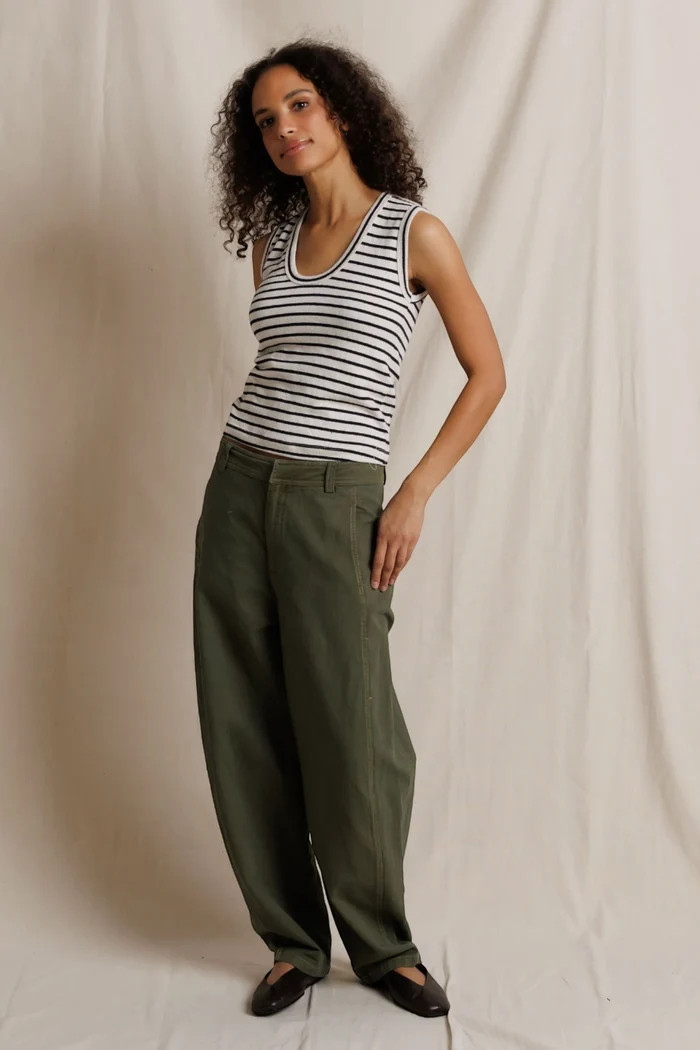 Tracy U Neck Tank | Natural/Black Stripe
